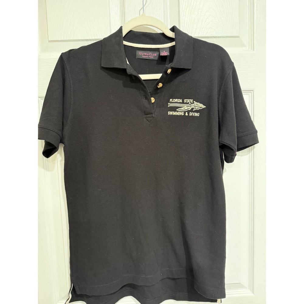 Vintage Florida State FSU Swimming Diving Polo Shirt Mens Small Black UltraClub